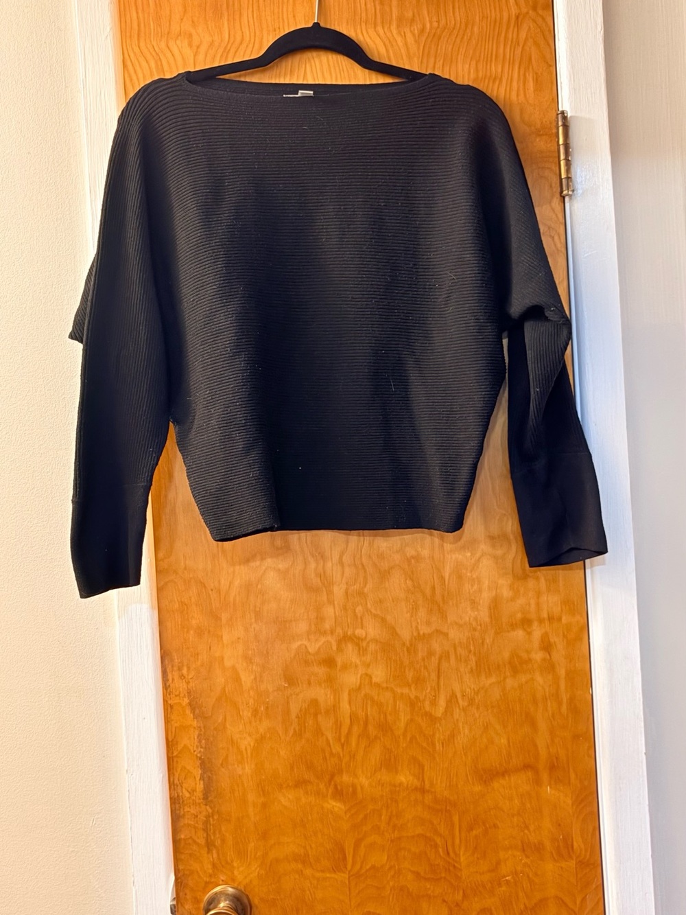 Nine West Black Ribbed Boatneck Sweater